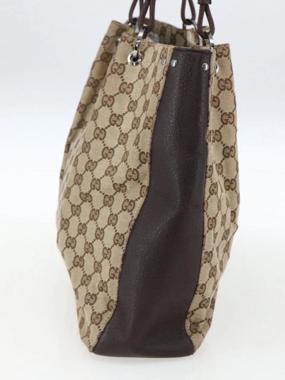 GUCCI GG Canvas Tote Bag Beige Silver 115016 Auth 169570 - Picture 6 of 16